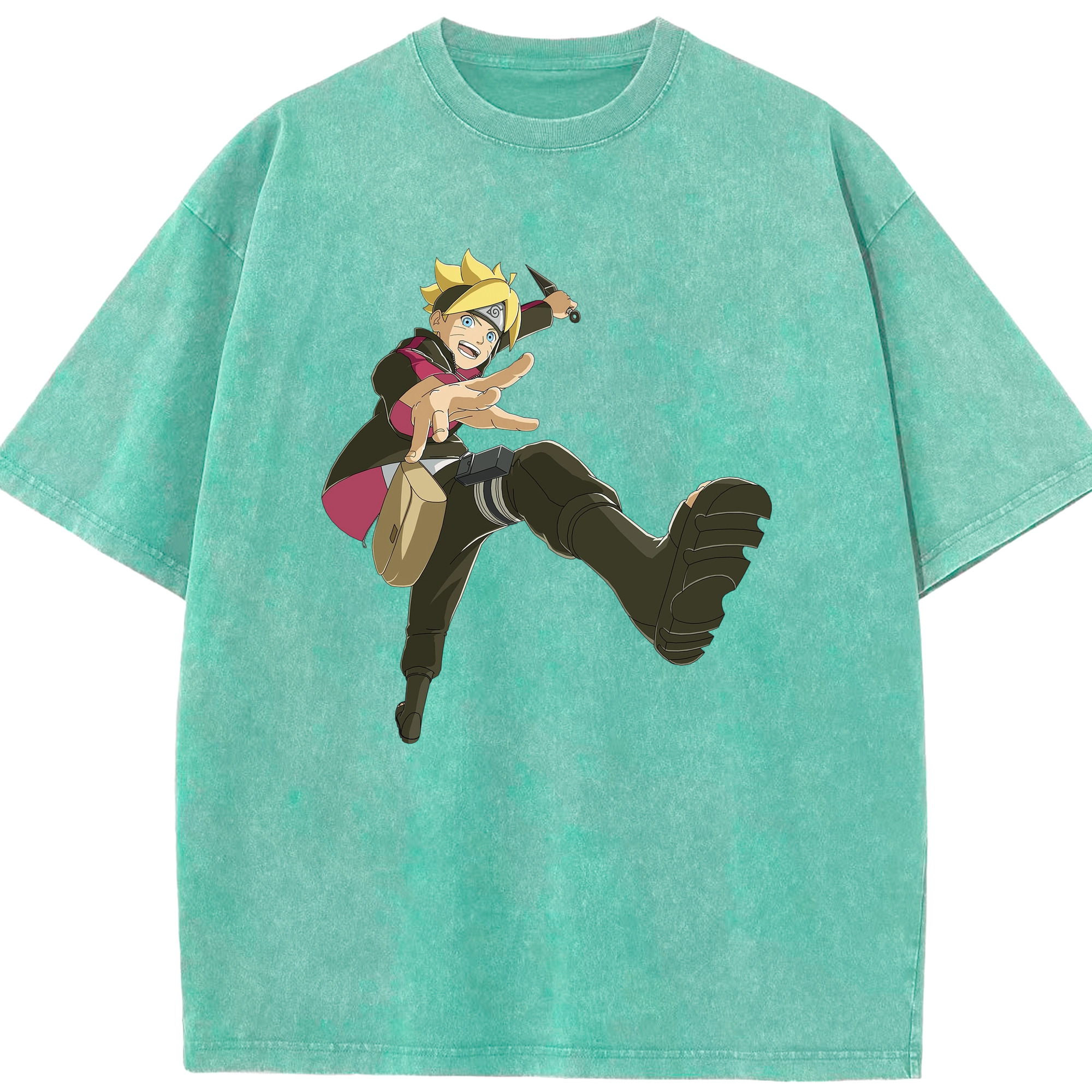 （画像用） NARUTO -ナルト- うずまき ボルト Uzumaki Boruto 綿100% ヴィンテージ風 半袖Tシャツ（フロントプリント）